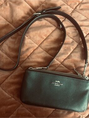 Coach Small Pebbled Leather Crossbody in Black